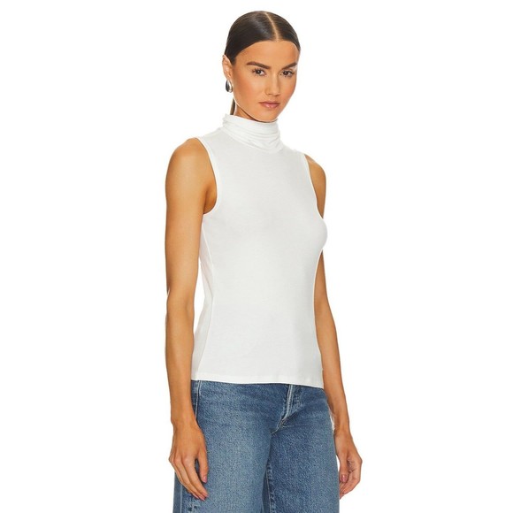 Theory Wendel White Sleeveless Turtleneck Top in Jersey Rib Knit Viscose
Sz L - Picture 4 of 11